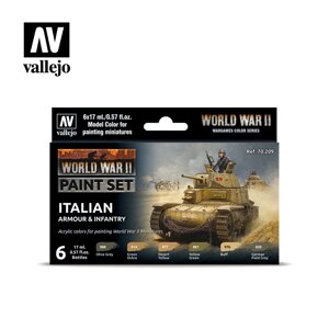 Набір акрилових фарб Італійська бронетехніка та піхота Другої світової війни. VALLEJO 70209