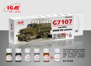 Набор акриловых красок G7107 для американских транспортных средств времен Второй мировой войны. ICM 3005 в Запорожской области от компании Хоббинет - сборные модели