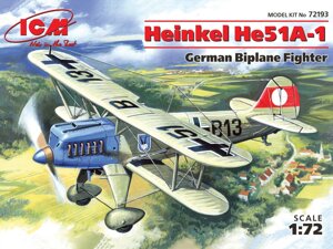 Німецький винищувач-біплан Heinkel He-51 A1. 1/72 ICM 72193