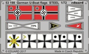 Немецкие стальные флаги в масштабе 1/72 для U-boat. EDUARD 53198