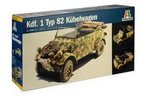 Kdf. 1 Typ 82 Kübelwagen. Збірна модель німецького військового автомобіля. 1/9 ITALERI 7405