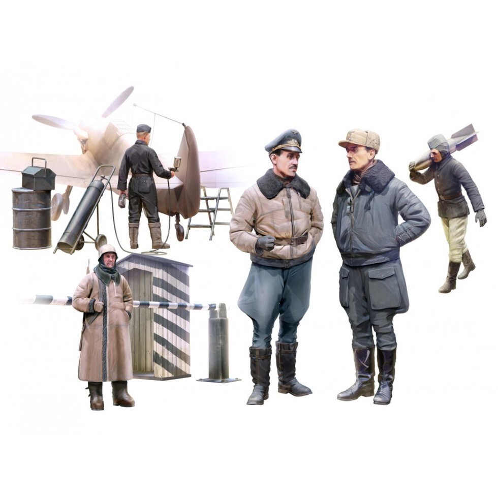 Пілоти і наземний персонал німецьких ВПС II МВ в зимовій уніформі .1 / 48 ICM 48086 від компанії Хоббінет - збірні моделі - фото 1