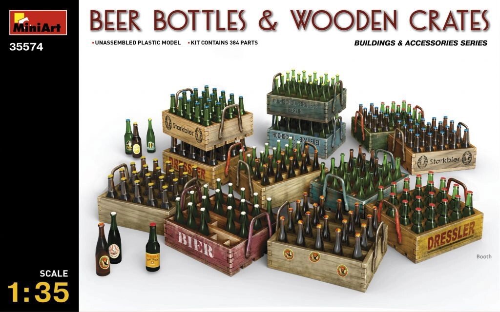Пивні пляшки з ящиками. 1/35 MINIART 35574 від компанії Хоббінет - збірні моделі - фото 1