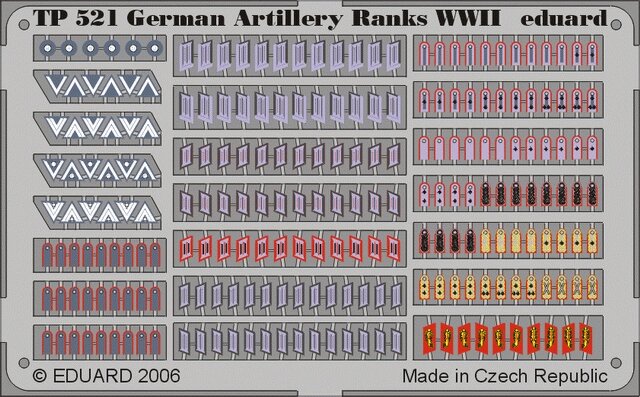 Плата кольорового фототравлення Відзнаки Німеччина артилерія періоду ВВВ. 1/35 EDUARD TP521 від компанії Хоббінет - збірні моделі - фото 1