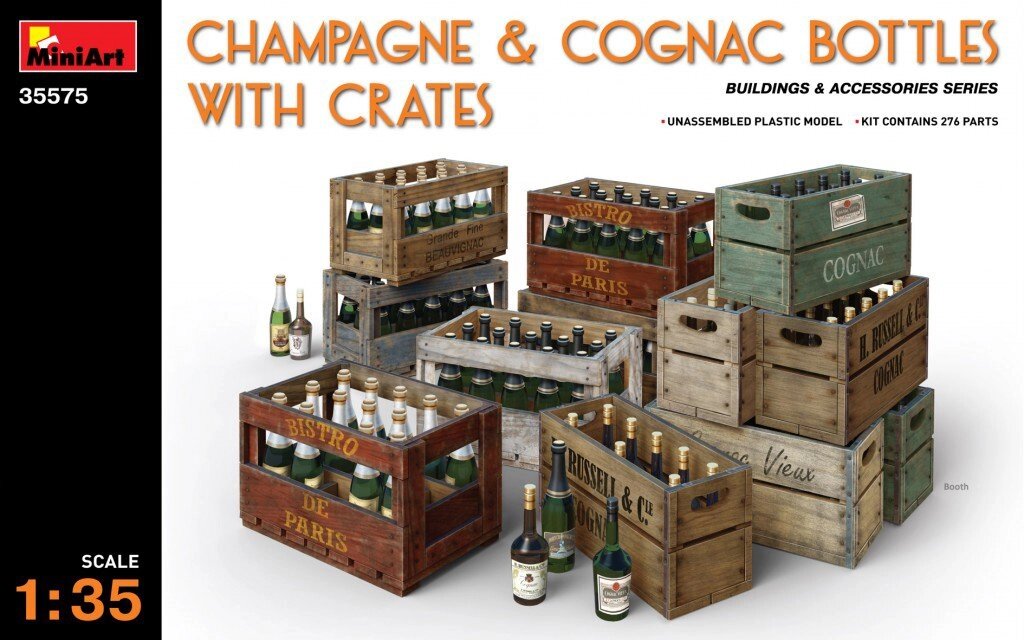 Пляшки шампанського і коньяку з ящиками. 1/35 MINIART 35575 від компанії Хоббінет - збірні моделі - фото 1