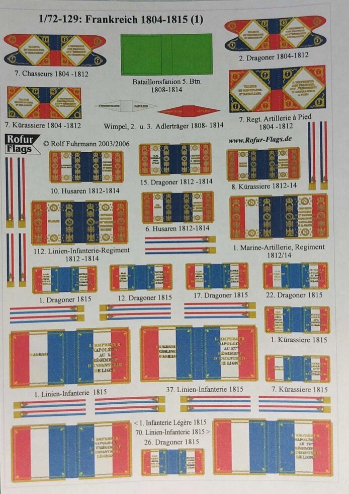 Прапори і штандарти в масштабі 1/72. Frankreich 1804-1815 (1). ROFUR-FLAGS 129 від компанії Хоббінет - збірні моделі - фото 1