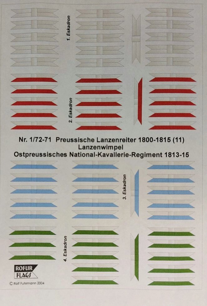 Прапори і штандарти в масштабі 1/72. Preussische Lanzenreiter 1800-1815 (11). ROFUR-FLAGS 71 від компанії Хоббінет - збірні моделі - фото 1