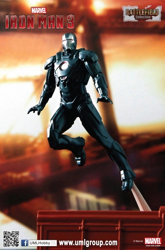 Prebuilt Model Iron Man 3 - Mark 16 - Black Stealth Suit "Nightclub". 1/24 DRAGON 35603 від компанії Хоббінет - збірні моделі - фото 1
