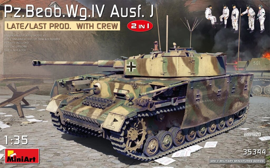 Pz. Beob. Wg. IV Ausf. J (пізніше виробництво). Збірна модель німецького танка в масштабі 1/35. MINIART 35344 від компанії Хоббінет - збірні моделі - фото 1