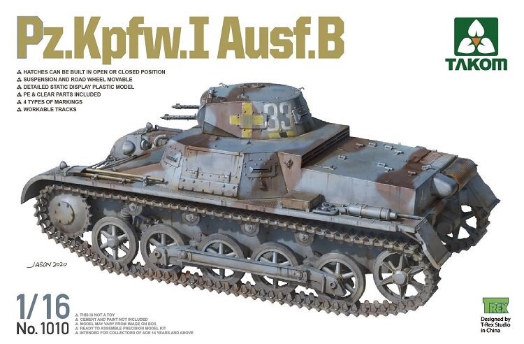 Pz. Kpfw. I Ausf. B. Збірна модель німецького танка у масштабі 1/16. TAKOM 1010 від компанії Хоббінет - збірні моделі - фото 1