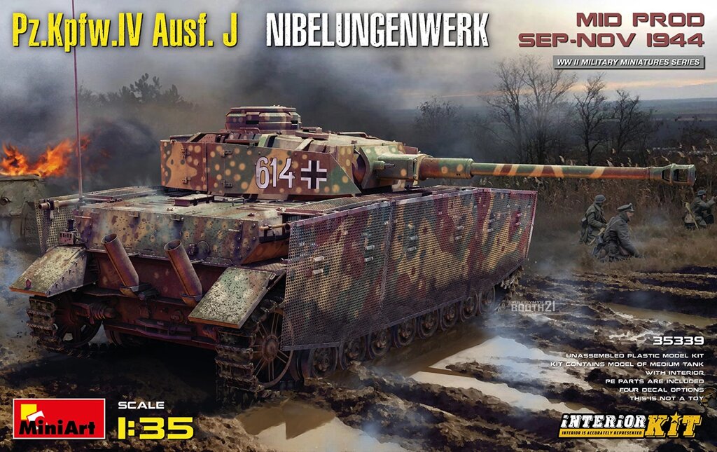 Pz. Kpfw. IV Ausf. J Nibelungenwerk Mid Prod. Середина виробництва вересень 1944 р Збірна модель. 1/35 MINIART 35339 від компанії Хоббінет - збірні моделі - фото 1