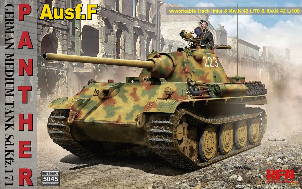 Pz. Kpfw. V Ausf. F Panther з гарматами Kw. K L/70 або Kw. K L/100. RFM RM-5045 від компанії Хоббінет - збірні моделі - фото 1
