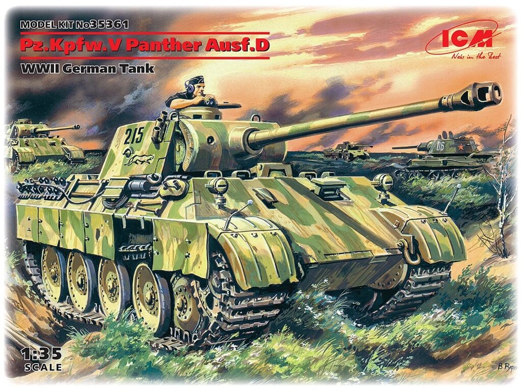 Pz. Kpfw. V Panther, Ausf. D. Збірна модель німецького танка в масштабі 1/35. ICM 35361 від компанії Хоббінет - збірні моделі - фото 1