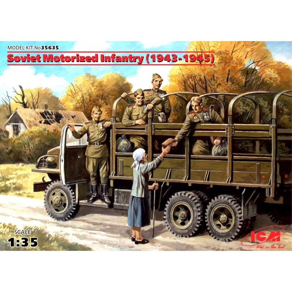 Радянська мотопіхота 1943-1945 рр. Набір фігур в масштабі 1/35. ICM 35635 від компанії Хоббінет - збірні моделі - фото 1