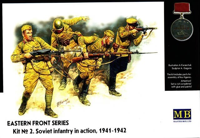 Радянська піхота в бою 1941-1942 рр. Набір пластикових фігур в масштабі 1/35. MASTER BOX 3523 від компанії Хоббінет - збірні моделі - фото 1