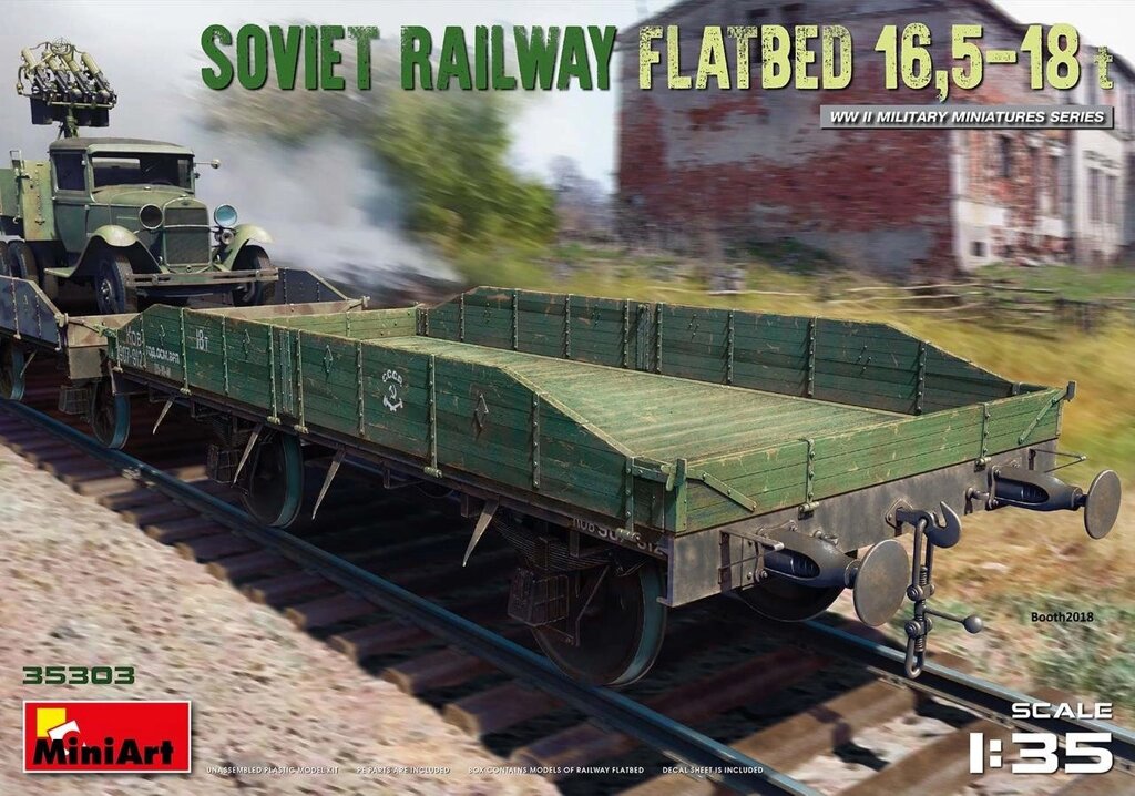Радянська залізнична платформа 16,5-18 т. Збірна модель в масштабі 1/35. MINIART 35303 від компанії Хоббінет - збірні моделі - фото 1