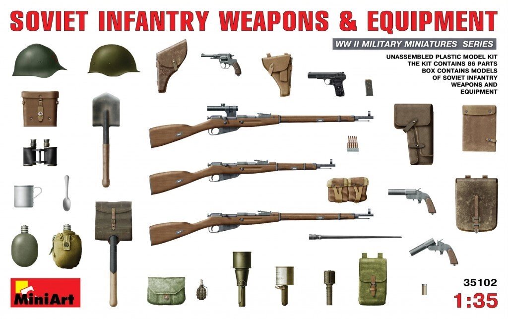 Радянське піхотна зброя і амуніція. 1/35 MINIART 35102 від компанії Хоббінет - збірні моделі - фото 1