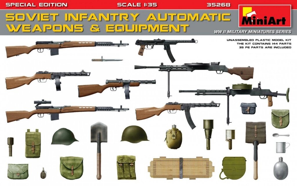 Радянське піхотне автоматичну зброю і спорядження. 1/35 MINIART 35268 від компанії Хоббінет - збірні моделі - фото 1