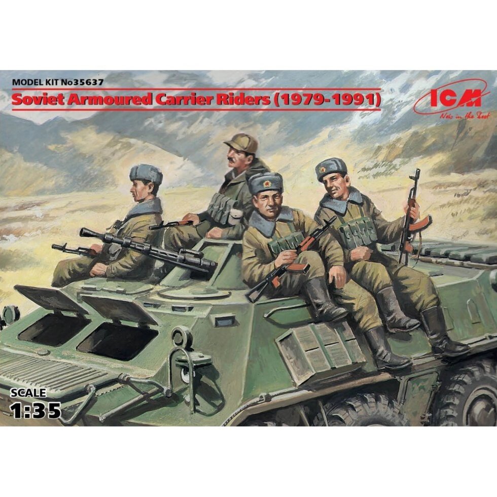 Радянські десантники на бронетехніці (1979-1991). Набір пластикових фігур для складання. 1/35 ICM 35637 від компанії Хоббінет - збірні моделі - фото 1
