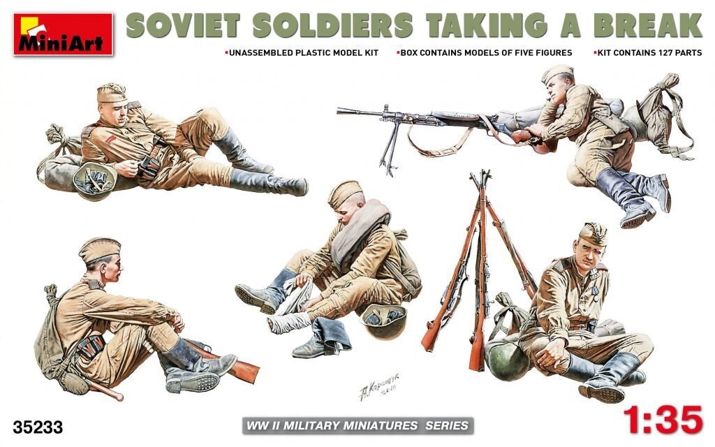 Радянські солдати на відпочинку. Набір пластикових фігур. 1/35 MINIART 35233 від компанії Хоббінет - збірні моделі - фото 1