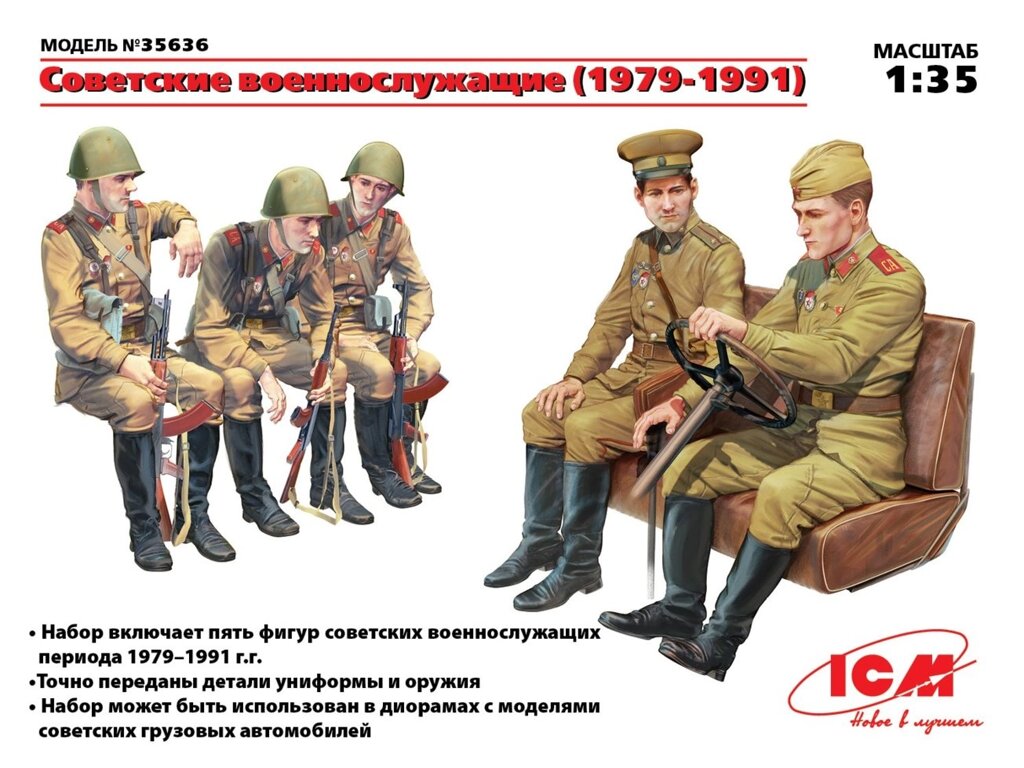 Радянські військовослужбовці 1979-1991 рр. Набір для збірки фігур в масштабі 1/35 ICM. 35636 від компанії Хоббінет - збірні моделі - фото 1