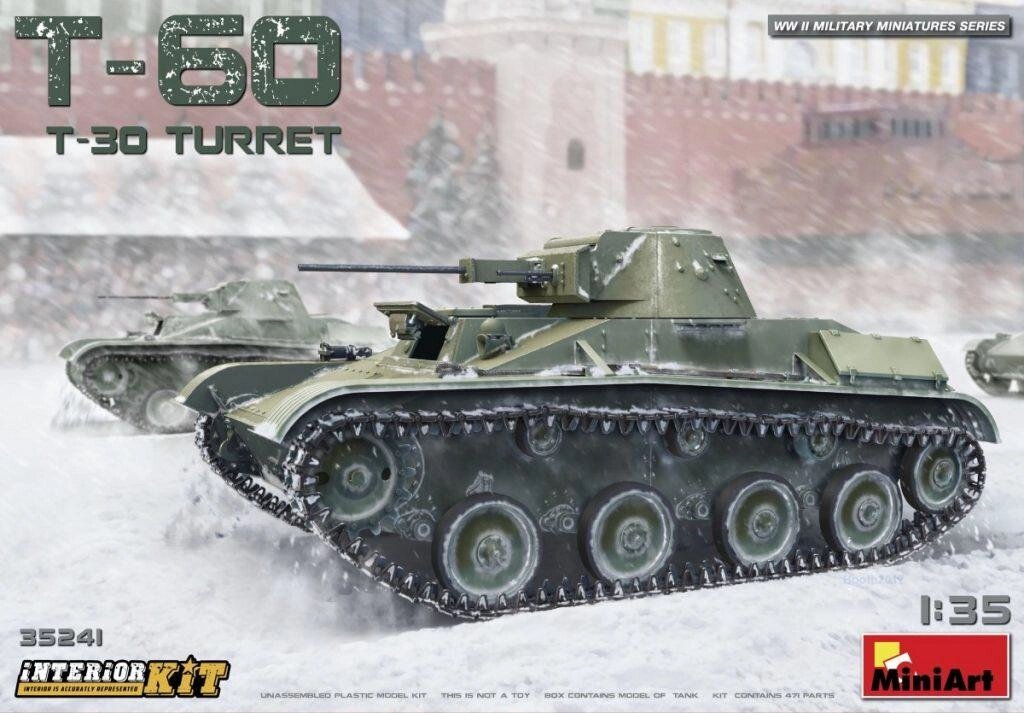Радянський легкий танк Т-60 (вежа Т-30). З інтер'єром. 1/35 MINIART 35241 від компанії Хоббінет - збірні моделі - фото 1