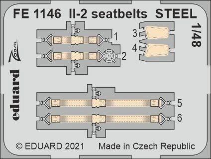 Ремені пілота для моделі літака Іл-2 в масштабі 1/48. EDUARD FE1146 від компанії Хоббінет - збірні моделі - фото 1
