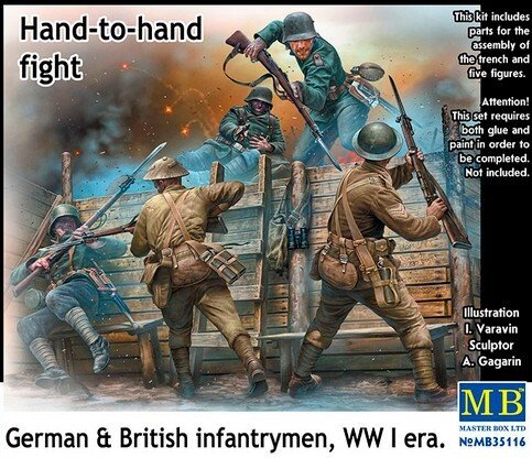 Рукопашний бій, німецькі та британські піхотинці, період Першої світової війни. 1/35 MASTER BOX 35116 від компанії Хоббінет - збірні моделі - фото 1