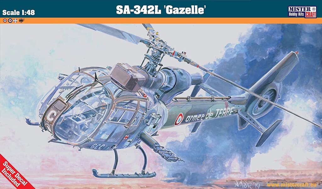 SA-342 L Gazelle. Збірна модель гелікоптера в масштабі 1/48. MISTER CRAFT F-33 від компанії Хоббінет - збірні моделі - фото 1