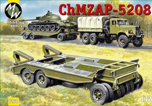 Збірна модель причепа для транспортування танків ЧМЗАП-5208. 1/72 MILITARY WHEELS 7260