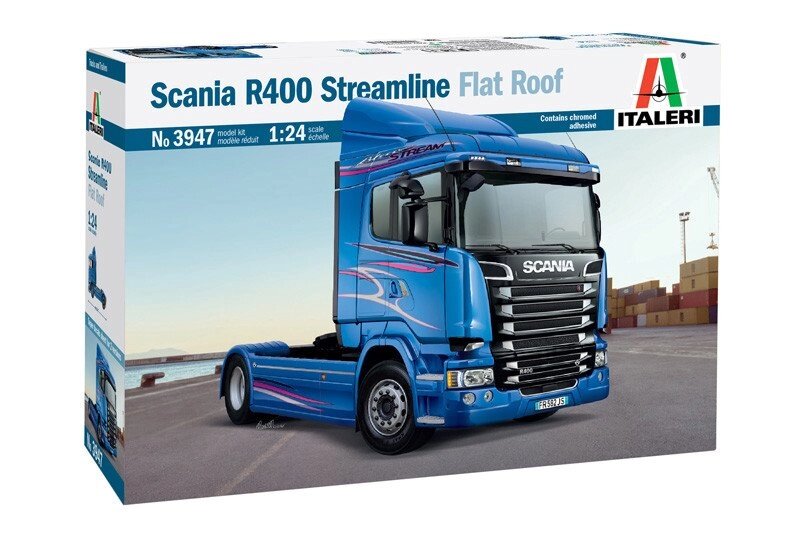 SCANIA R400 STREAMLINE Flat Roof. Збірна модель вантажного автомобіля в масштабі 1/24. ITALERI 3947 від компанії Хоббінет - збірні моделі - фото 1