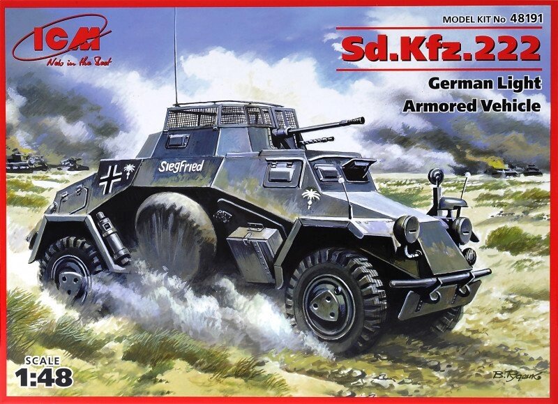 SD.KFZ.222 WWII GERMAN ARMORED CAR. 1/48 ICM 48191 від компанії Хоббінет - збірні моделі - фото 1
