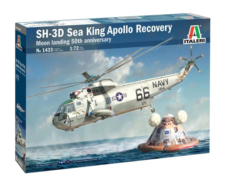 SH-3D SEA KING APOLLO RECOVERY. Збірна модель вертольота. 1/72 ITALERI 1433 від компанії Хоббінет - збірні моделі - фото 1