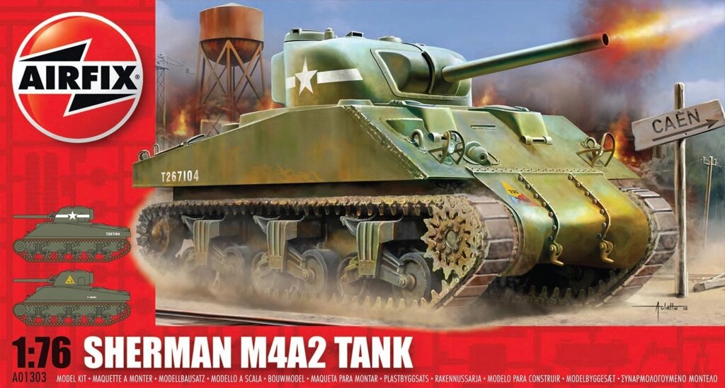 Sherman M4A2. Збірна модель британського танка в масштабі 1/76. AIRFIX 01303 від компанії Хоббінет - збірні моделі - фото 1