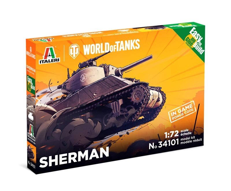 SHERMAN - World of Tanks. Збірна модель танка в масштабі 1/72. ITALERI 34101 від компанії Хоббінет - збірні моделі - фото 1