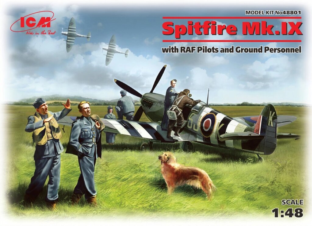 Spitfire Mk. IX з пілотами і техніками ВПС Великобританії. 1/48 ICM 48801 від компанії Хоббінет - збірні моделі - фото 1