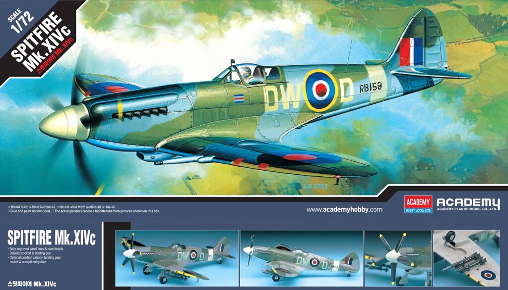 Spitfire Mk. XIVC. Збірна модель літака у масштабі 1/72. ACADEMY 12484 від компанії Хоббінет - збірні моделі - фото 1