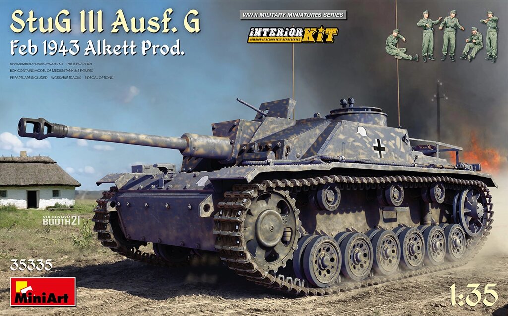 StuG III Ausf. G 1943 р. Збірна модель з інтер'єром та екіпажем. MINIART 35335 від компанії Хоббінет - збірні моделі - фото 1