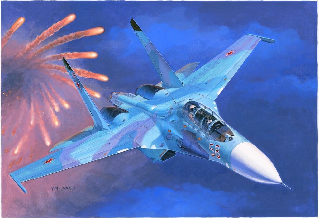 Су-27УБ Flanker C збірна модель винищувача. 1/72 TRUMPETER 01645 від компанії Хоббінет - збірні моделі - фото 1