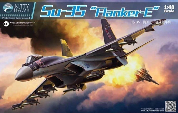 Су-35 Фланкер Е. Збірна пластикова модель літака в масштабі 1/48. KITTY HAWK 80142 від компанії Хоббінет - збірні моделі - фото 1