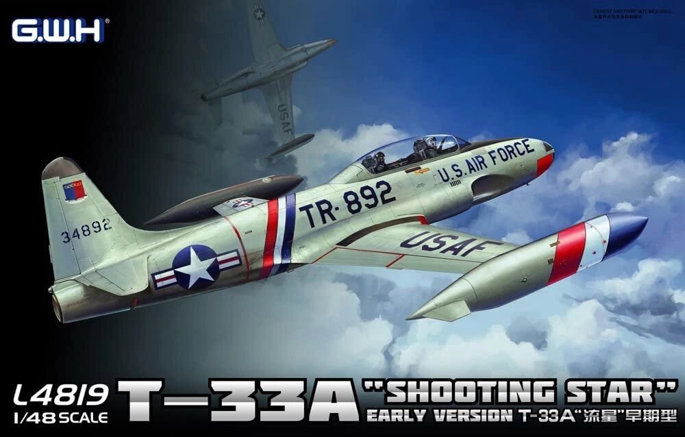 T-33A "Shooting Star" Early Version. Збірна модель американського літака. 1/48 GREAT WALL HOBBY L4819 від компанії Хоббінет - збірні моделі - фото 1