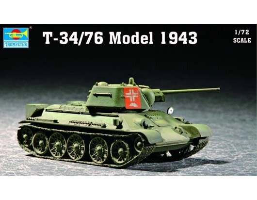 T-34/76 1944 р. - збірна модель танка в масштабі 1/72. TRUMPETER 07208 від компанії Хоббінет - збірні моделі - фото 1