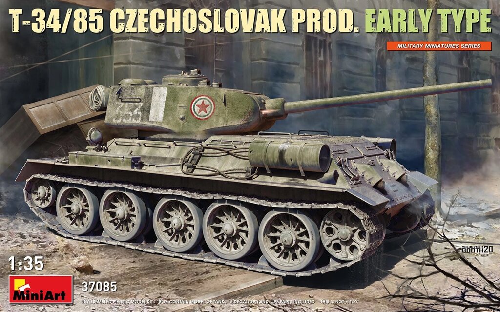 Т-34/85 чехословацького виробництва (ранніх випусків). Збірна модель танка в масштабі 1/35. MINIART 37085 від компанії Хоббінет - збірні моделі - фото 1