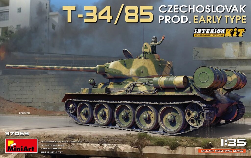 Т-34/85 чехословацького виробництва, ранній. Збірна модель (з інтер'єром) танка в масштабі 1/35. MINIART 37069 від компанії Хоббінет - збірні моделі - фото 1
