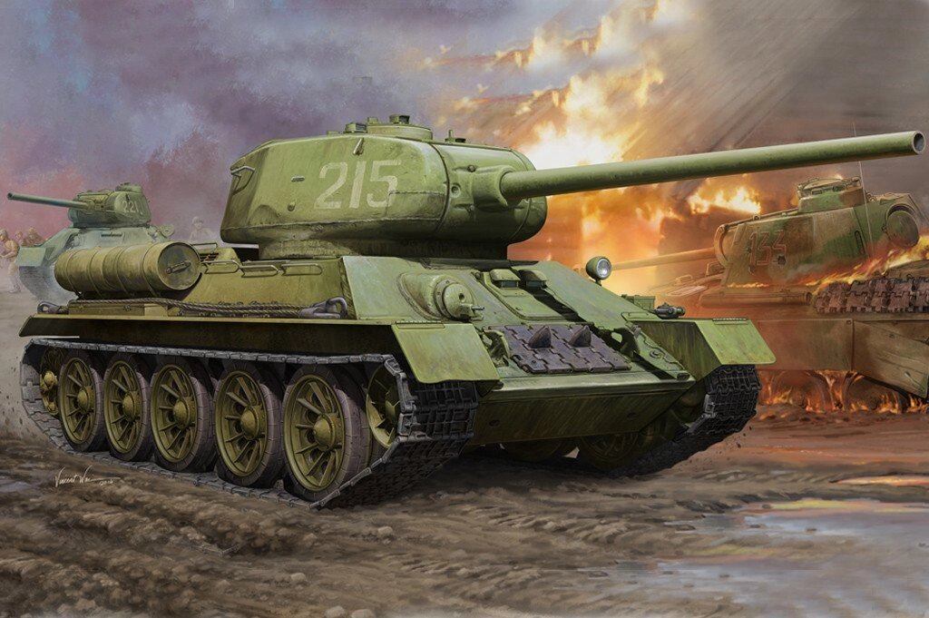 Т-34/85. Збірна модель радянського танка. 1/16 HOBBY BOSS 82602 від компанії Хоббінет - збірні моделі - фото 1