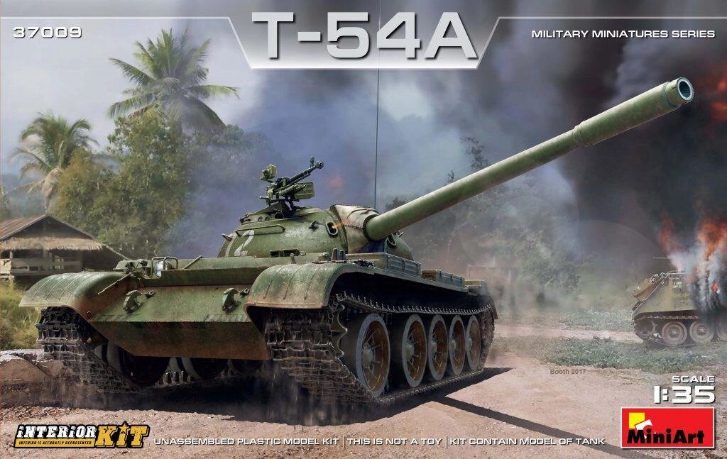 T-54A з інтер'єром. Збірна модель танка в масштабі 1/35. MINIART 37009 від компанії Хоббінет - збірні моделі - фото 1