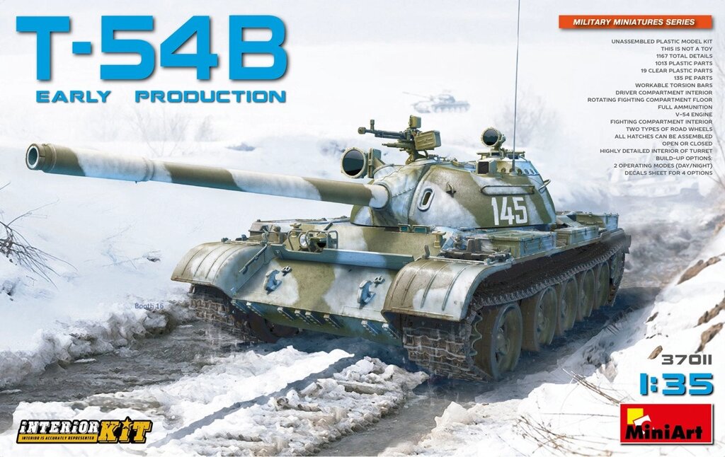 Т-54Б ранній. Збірна модель радянського танка в масштабі 1/35. MINIART 37011 від компанії Хоббінет - збірні моделі - фото 1