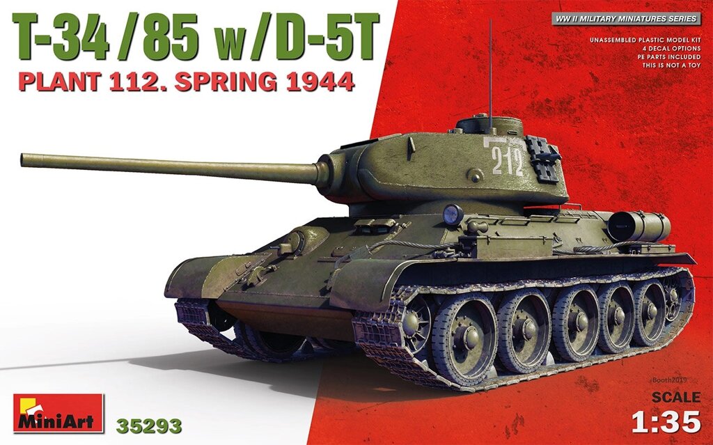 Танк Т-34/85 з гарматою Д-5Т. Завод 112 (Весна 1944 рік). Збірна модель танка в масштабі 1/35. MINIART 35293 від компанії Хоббінет - збірні моделі - фото 1