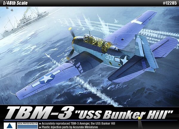 TBM-3 "USS Bunker Hill". Модель літака у масштабі 1/48. ACADEMY 12285 від компанії Хоббінет - збірні моделі - фото 1