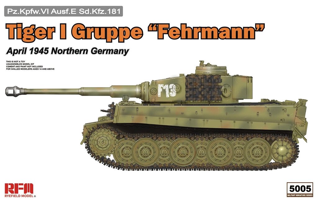 Tiger I Gruppe "Fehrmann" April 1945 Northern Germany. Збірна модель в масштабі 1/35. RFM RM-5005 від компанії Хоббінет - збірні моделі - фото 1